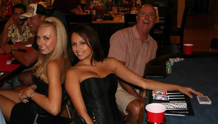 Beautiful Poker Tournament Dealers: Samantha and Liz at a Bachelor Party