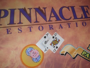 Pinnacle Restoration's fire themed blackjack table