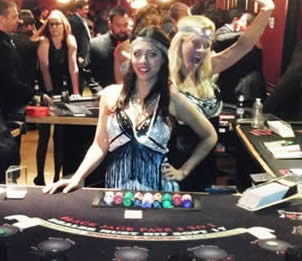 Casino tables and dealers for hire in flappers for a Roaring 20's Casino Night or Great Gatsby Casino Night